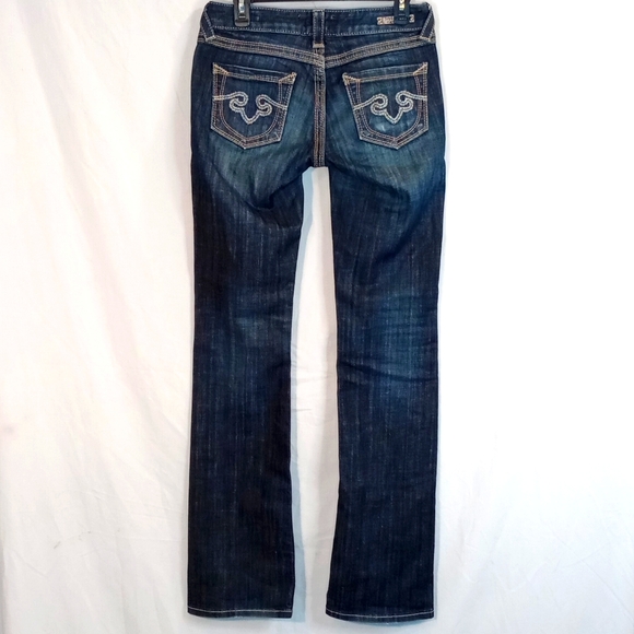 Rerock For Express Barely Boot Women's Low Rise Blue Denim Jeans Size 4L - Picture 6 of 8